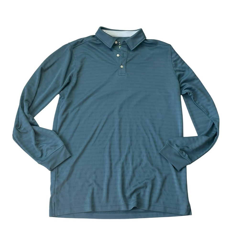Bollé Golf Tech Long Sleeve Polo Shirt Mens L Blue Striped Athleisure Athletic